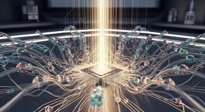 Futuristic neural network with glowing connections and nodes