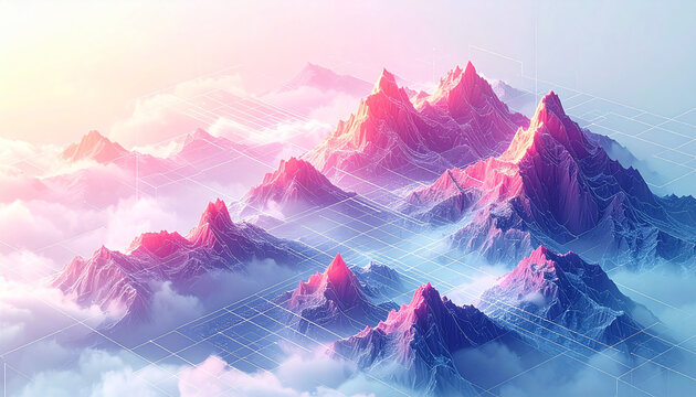 Soft Isometric Grids- Subtle  thin-lined grids for tech