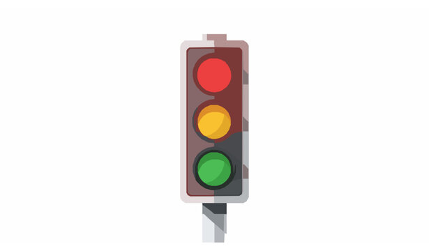color traffic light with red yellow and green lamps on a white background