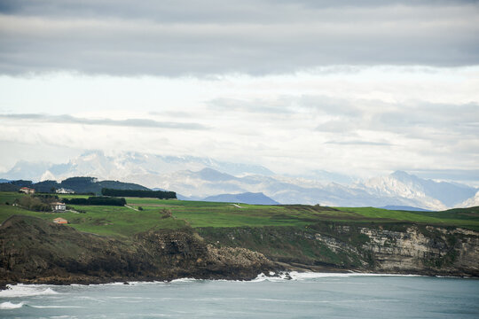 Magnificent landscape of a hotel in the Cantabria region of Spain