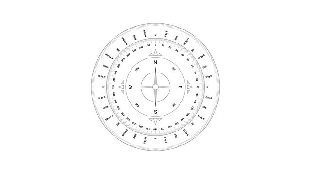 Animated Compass Rose Dial With Rotating Pointer Technical Navigation Video