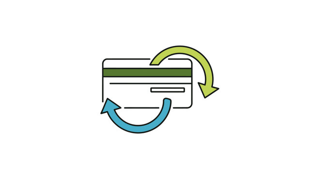 Credit card with curved arrows.