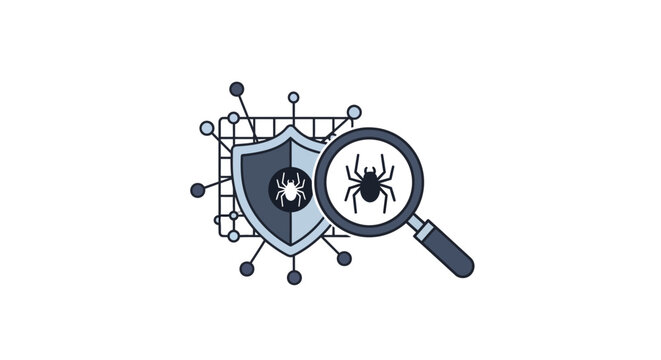 Cyber security threat bug detection concept.