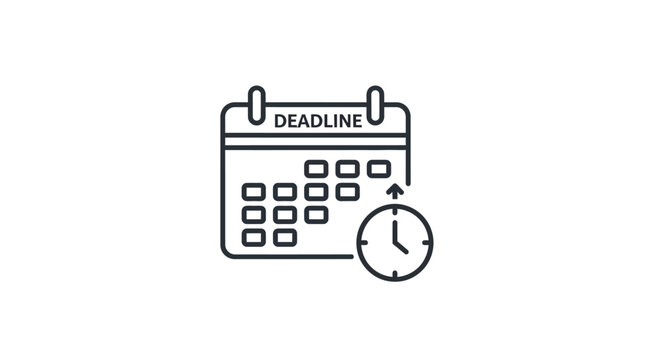 Deadline calendar with clock icon.