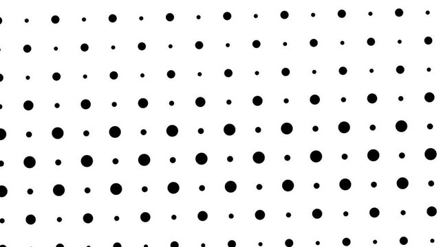 Animated Seamless Pattern Of Pulsating Black Dots With Vortex Animation On A White Background, Seamless Loop, 4K Horizontal Video