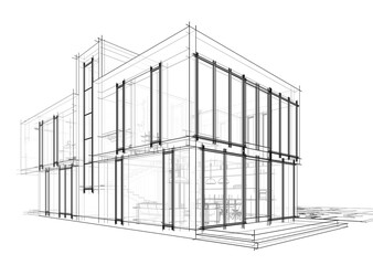 house building sketch architecture 3d illustration © Yurii Andreichyn