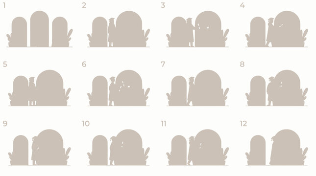 Illustrations of twelve different confetti shapes with varying sizes and densities on a neutral background