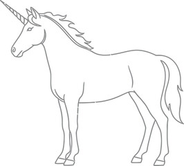 Obraz premium Unicorn outline with line art, fairy tale