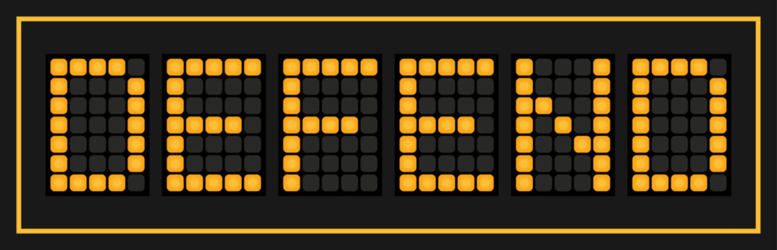Orange color led banner in word defend on black background