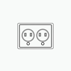 Fototapeta premium Double electrical outlet outline electrical