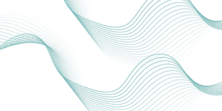 Abstract technology-inspired background with dotted wave lines and smooth gradients in teal tones