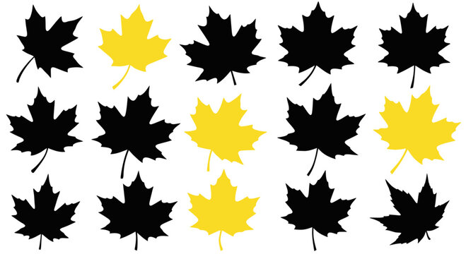 Black and Yellow Maple Leaves Pattern