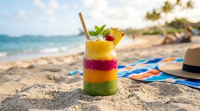 Smoothie Tropis Segar di Pantai: Minuman Musim Panas Lezat untuk Liburan Santai di Tepi Laut