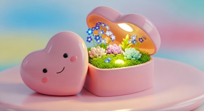 Cute Pink Heart Garden Box