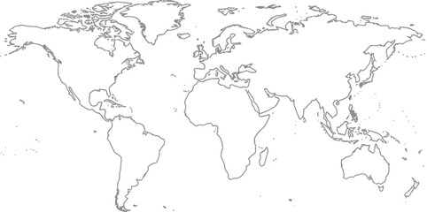 Obraz premium Minimalist world map outline drawing