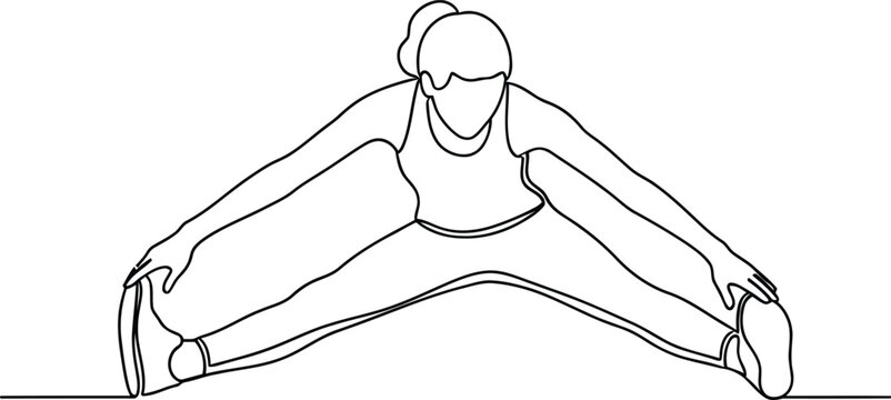 Line art illustration of woman doing splits