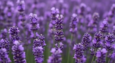 Obraz premium Vibrant lavender flowers field a close up of purple blooms and fragrant blossoms