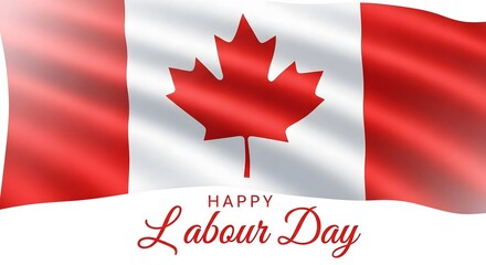 Fototapeta premium Canadian flag with labour day greeting a patriotic and festive image
