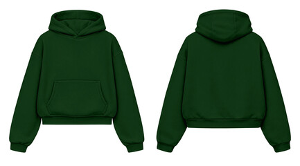 Dark Green Hoodie Mockup Front and Back View Isolated on Transparent Background for Apparel Design © Drip
