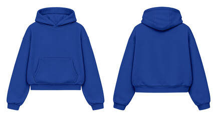 Denim Blue Hoodie Mockup Front and Back View Isolated on Transparent Background for Apparel Design © Drip