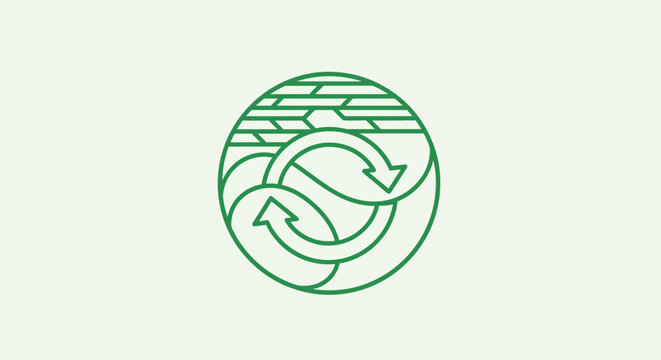 Circular economy and recycling concept icon, symbol of sustainability and environmental care, with green arrows forming a cycle within a circle