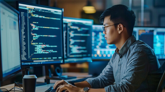 Cybersecurity professional working on digital security system