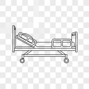 Hospital bed with adjustable headrest icon