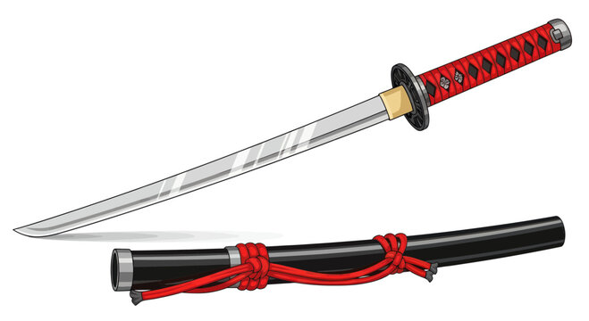 Japanese Katana Sword and Scabbard, Samurai Weapon, Traditional Blade
