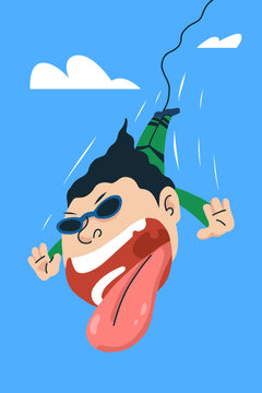 Man Happy Extreme Sport Bugee Jumping