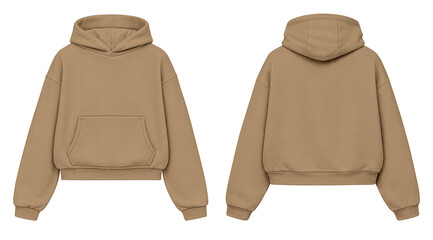 Light Brown Hoodie Mockup Front and Back View Isolated on Transparent Background for Apparel Design © Drip