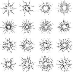 Obraz premium Set of sixteen black and white shattered glass