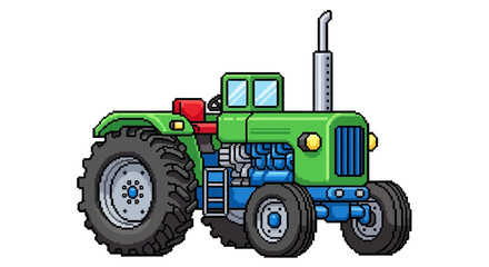 Obraz premium Green Tractor Illustration with Large Wheels and Exhaust Pipe.