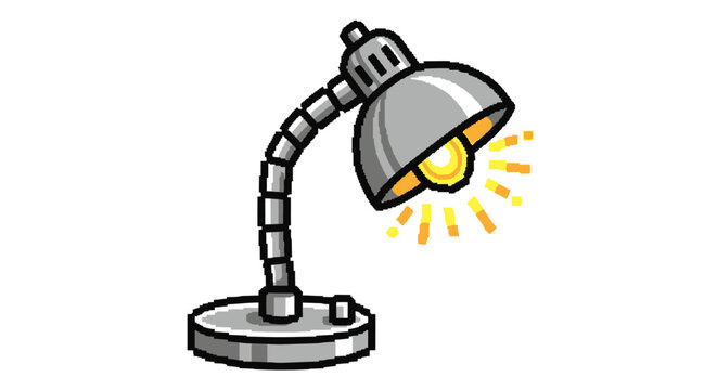 Illustration of a classic desk lamp with a flexible arm.