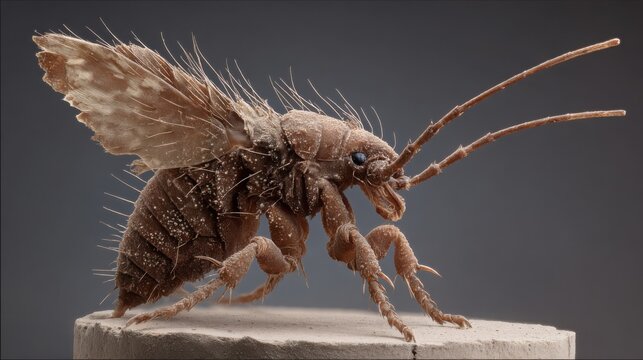 Extreme Macro Photography of a Single Insect With Detailed Anatomy and Bristles