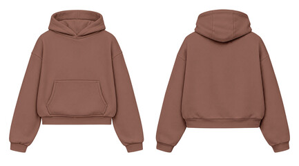 Mocha Brown Hoodie Mockup Front and Back View Isolated on Transparent Background for Apparel Design © Drip