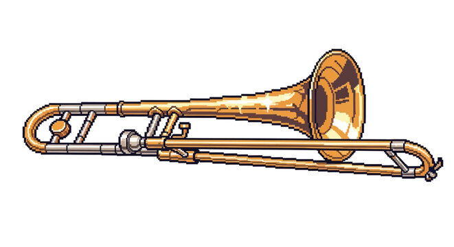 Golden Trombone Musical Instrument Illustration.