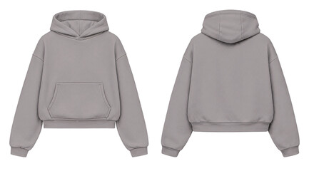 Neutral Gray Hoodie Mockup Front and Back View Isolated on Transparent Background for Apparel Design © Drip