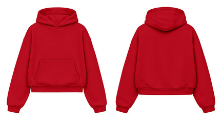 Red Hoodie Mockup Front and Back View Isolated on Transparent Background for Apparel Design © Drip