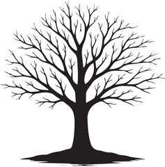Obraz premium Bare tree silhouette vector minimalist leafless tree icon isolated on transparent background winter nature design botanical illustration