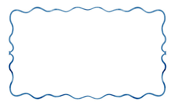 Horizontal wavy frame in blue