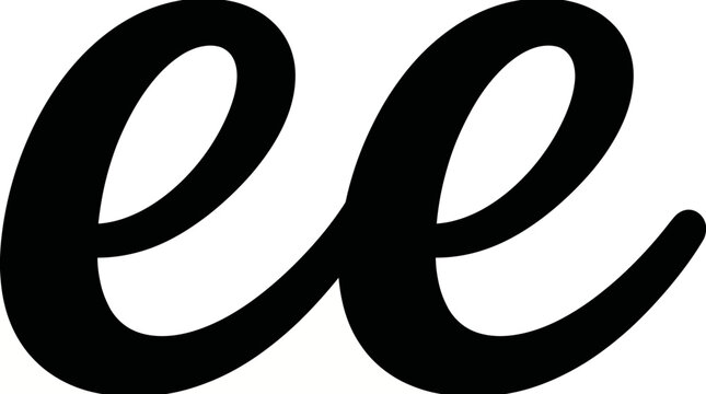 Elegant black cursive 'ee' monogram logo glyph on white background for branding and identity