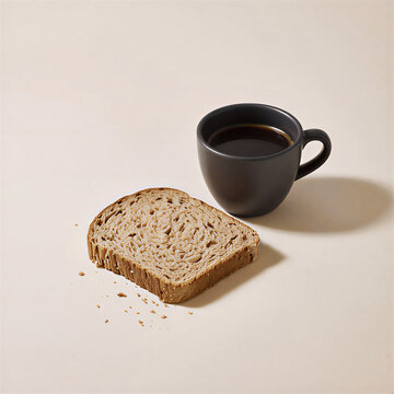 Minimalist Breakfast with Whole Wheat Bread and Black Coffee