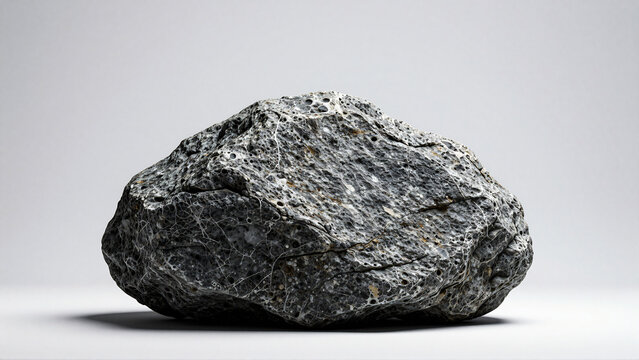 Rugged gray rock with natural textures on a light background