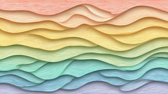 Layered pastel waves create a soft, textured abstract background pattern