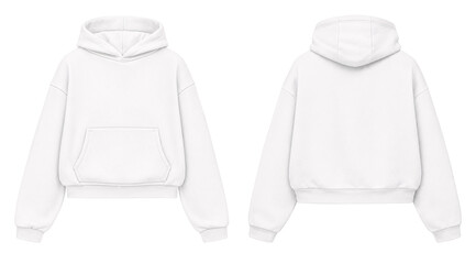 White Hoodie Mockup Front and Back View Isolated on Transparent Background for Apparel Design © Drip