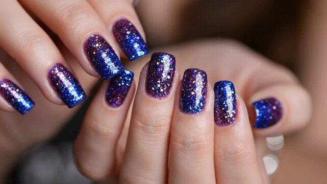 Sparkling Galaxy Nails Displayed Beautifully | Glamorous Hand Care Close-Up
