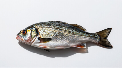 Naklejka premium Fresh Whole Fish on White Background Ready for Culinary Preparation
