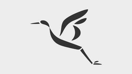 Fototapeta premium Minimalist vector crane mark – Perfect for elegant stationery, luxury brand identities, or simplistic web icons.