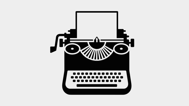Minimalist typewriter and page icon &ndash; Ideal for writers' workshops, publishing house logos, or clean blogging app icons.