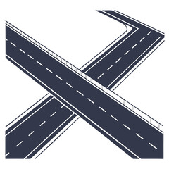 Fototapeta premium Road intersection illustration with lane markings and highway overpass high quality